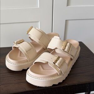 Platform Sandals with Gold Buckles